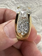 Vintage Large Cushion-Cut Moissanite Cluster Engagement Ring Size 9 12 Grams