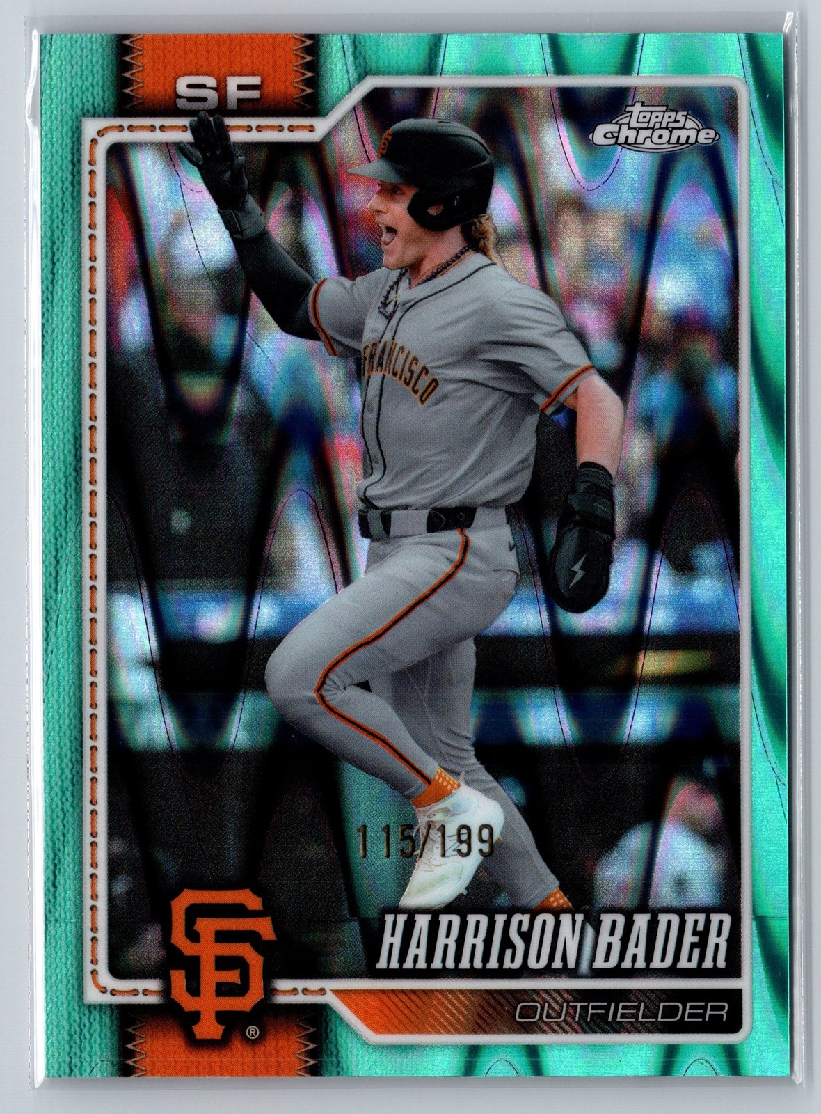 2026 Topps Chrome #219 Harrison Bader Aqua Raywave Refractors #/199