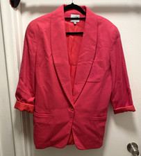 Vintage Jacqueline Ferrar Fuchsia   Merino Wool Blazer One Button Size Medium