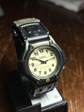 Casio Forester FT-500W Illuminator Quartz 100m Green Case Beige Dial Nylon Strap