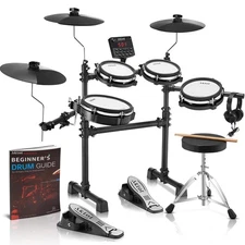 B-CORE530 Drum Set: Dual-Zone Quiet Mesh Drum Pads, 10’’ Dual-Trigger Cymbals...