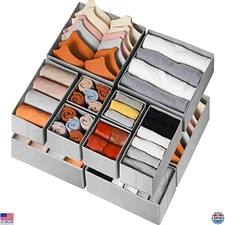 12 Pack Drawer Organizer Bins for Clothing, Foldable Fabric Storage Dividers