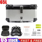 65L Motorcycle Top Case Waterproof Motorbike Tail Box Storage Case Lock Silver