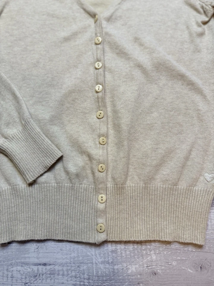 Cardigã feminino mamão bege suéter M manga longa botão frontal algodão e rayon - Imagem 4 de 4