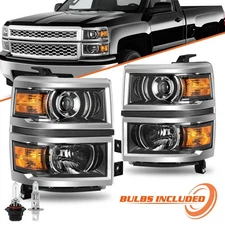 Pair For 2014-2015 Chevy Silverado 1500 Projector Headlights Headlamps W/ Bulbs