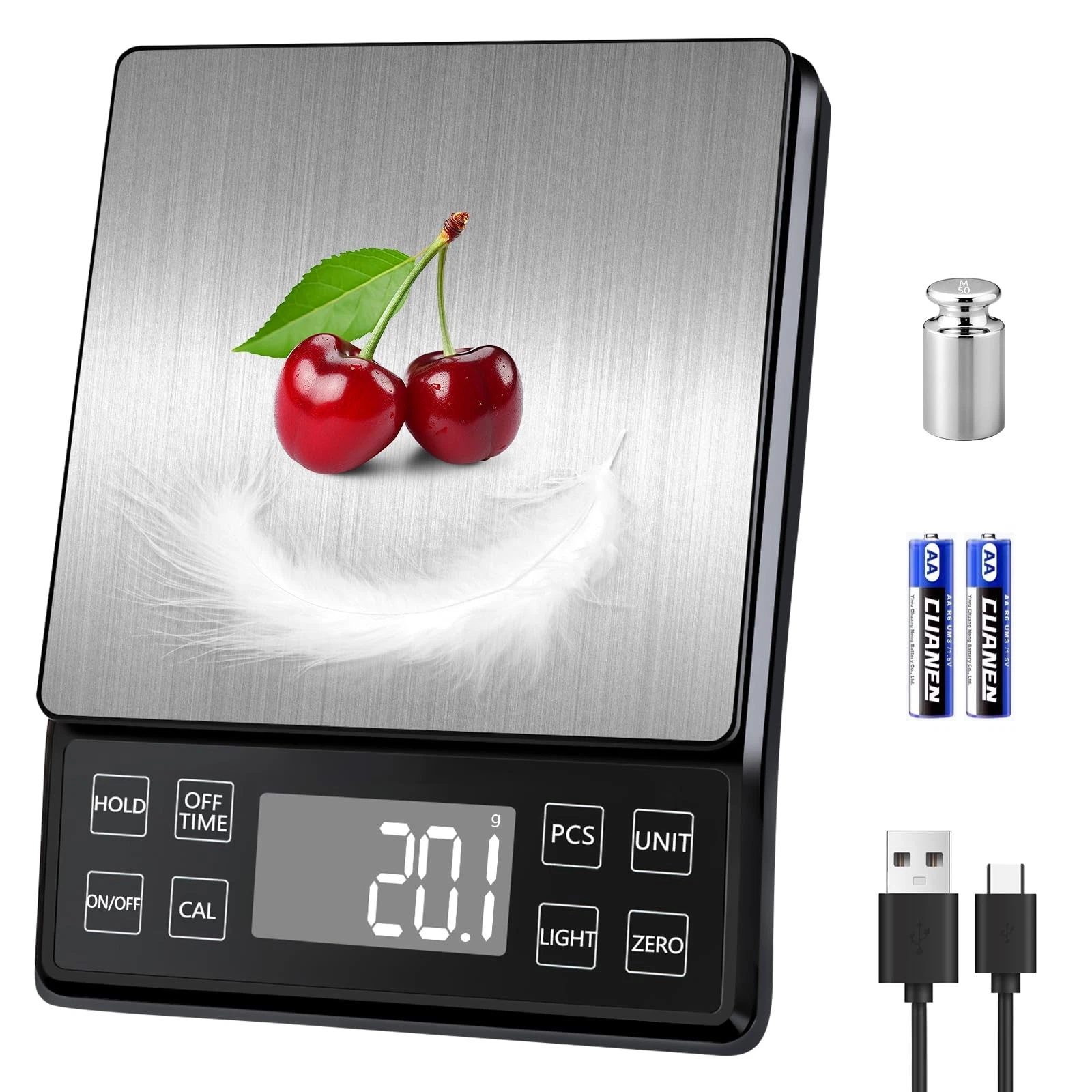 Digital Food Scale with 0.01oz/0.1g High Precision, Kitchen Scale 11lb/5kg Ca...