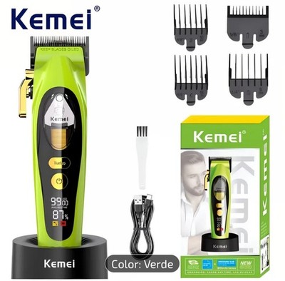 Kemei km 2035 Magnetic Levitation Hair Clipper Green USB Rechargeable.