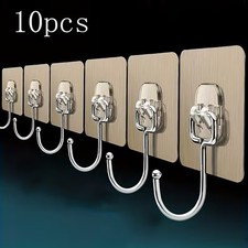 10pcs Adhesive Sticky Hooks Heavy Duty Clear Wall Seamless Hooks Hangers
