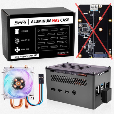 GeeekPi NAS-Gehäuse für Raspberry Pi 4 mit Aluminiumkühlkörper und ICE Tower SSD