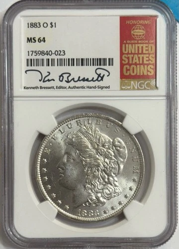 Silver Morgan Dollar 1883 O NGC MS64 Honoring Red Book Label $1 Dollar Coin