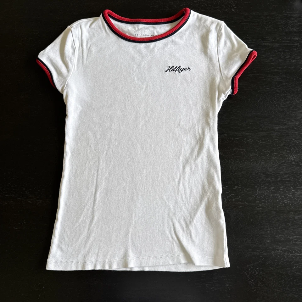 Camiseta Tommy Hilfiger Vintage Años 90 Y2k Azul Marino Bordada Bebé T Talla Med Foto 2 de 4