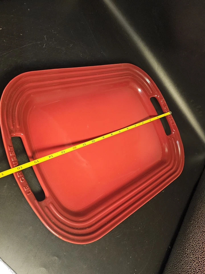 LE CREUSET Pottery Cerise Red Rectangle Serving Platter Tray 00016 - Image 3 of 4