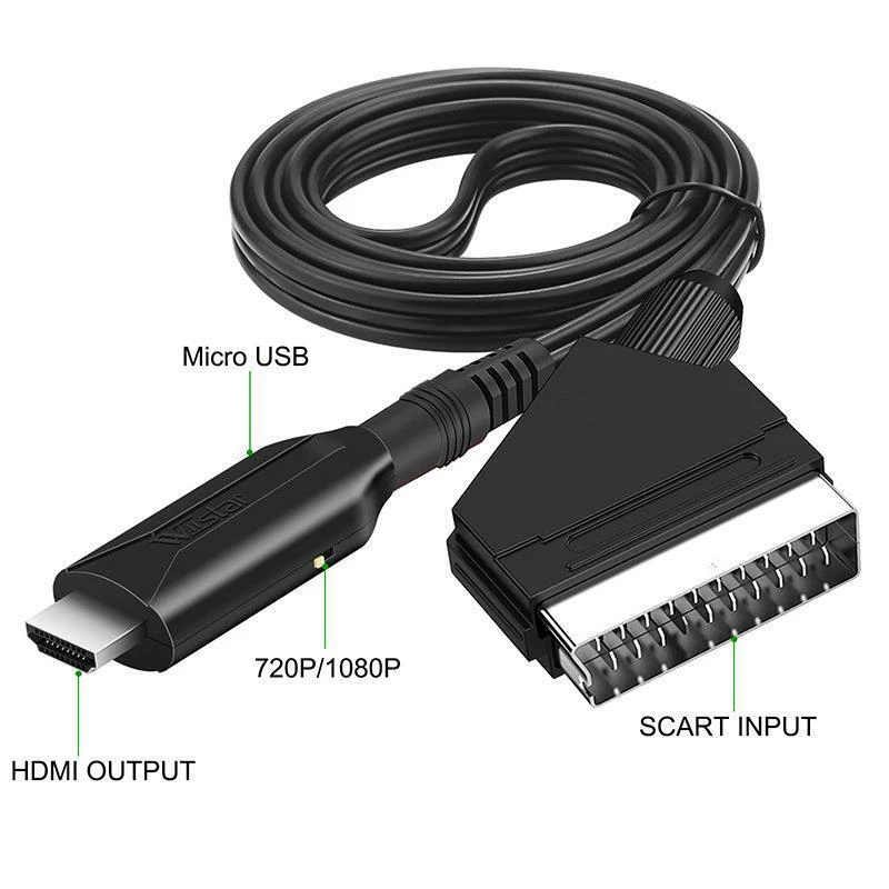 1M SCART to HDMI Converter 1080P for UK DVD/VCR to Modern TV w/Power USB Cable - Image 3 of 4
