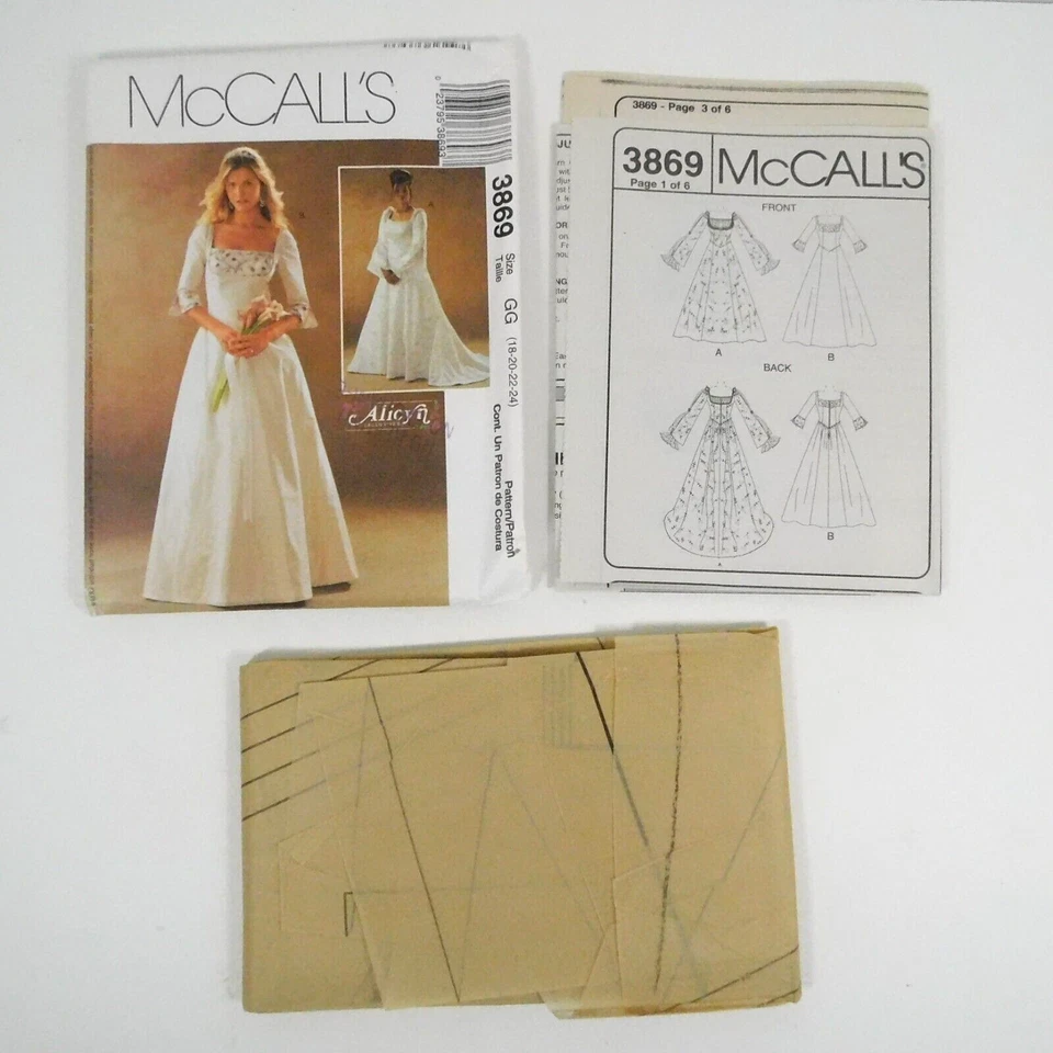 McCalls 3869 Misses Alicyn Bridal Gown Medieval Evenin Pattern Size 18-24 Uncut - Image 2 of 4