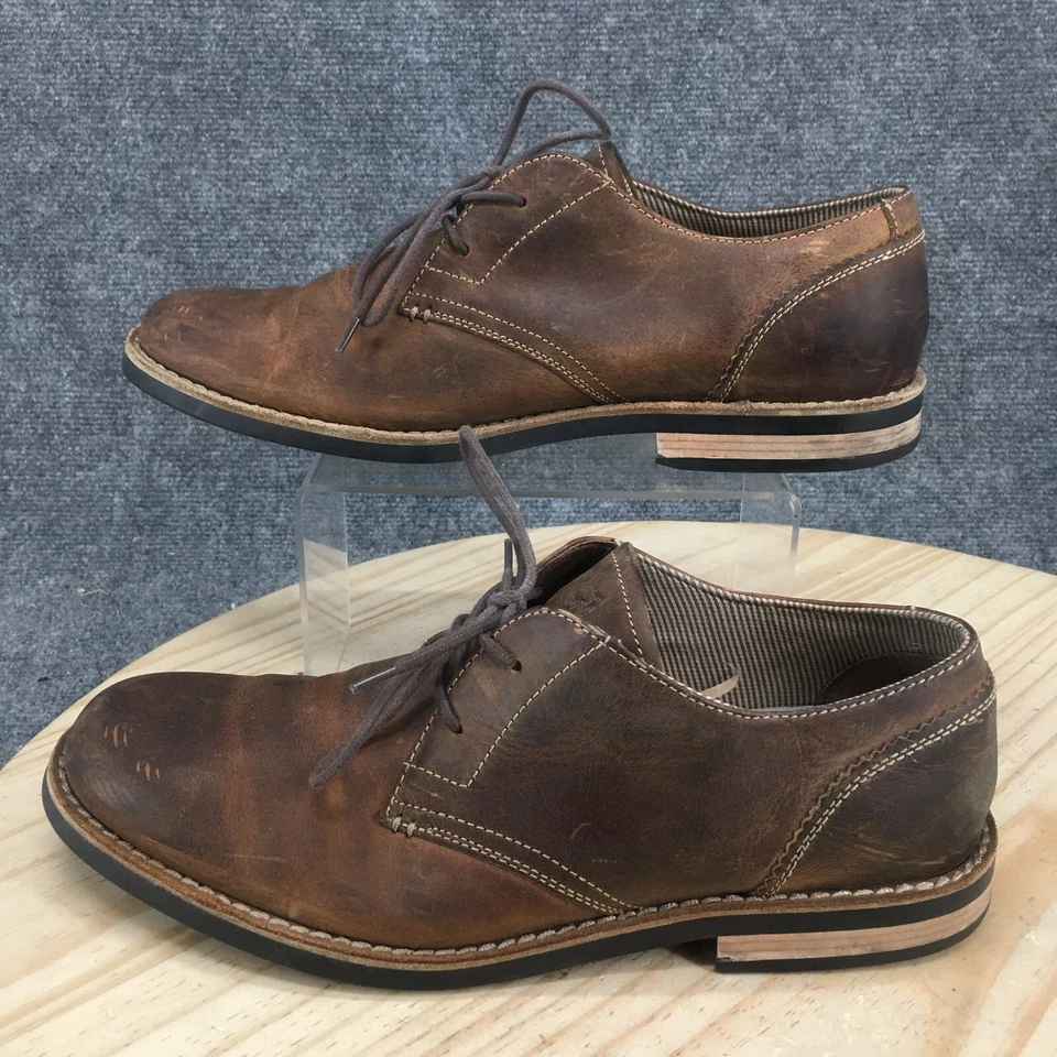 原装 Penguin by Munsingwear 正装鞋 男式 12 Waylon 牛津棕色皮革 — 第 2/4 张图片