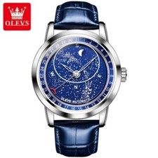 OLEVS Automatic Mechanical Men's Watch Dial Rotating Waterproof Leather strap
