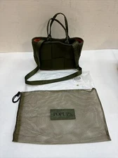 Popups Womens Woven Neoprene Top Handle Tote Bag Green Read Description