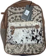 Myra Bag Clique Upcycled Canvas & Cowhide Backpack S-1446 New With Tags