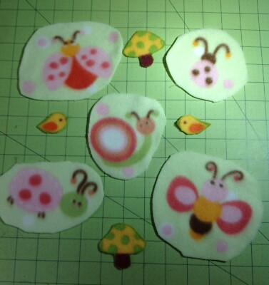 Lot Of 9~Cute Bugs Snails Birds Pre Cut Fleece Fabric Appliqués