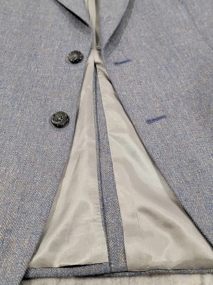 Blazer 40R Para Hombre OLIVER Vintage Azul Ártico Seda Lino Lana 2 Botones Abrigo Deportivo Foto 2 de 4