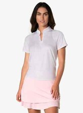 Lucky In Love Ladies Deco Grid Tie Back Short Sleeve Tennis Top XS S L Pink NEW