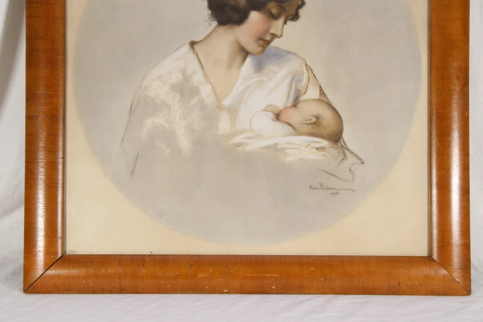 MARIE PISCHON ~ Gottesgabe ~ Lithographie 1914 Mutter Kind Baby Geburtsgeschenk - Bild 4 von 4