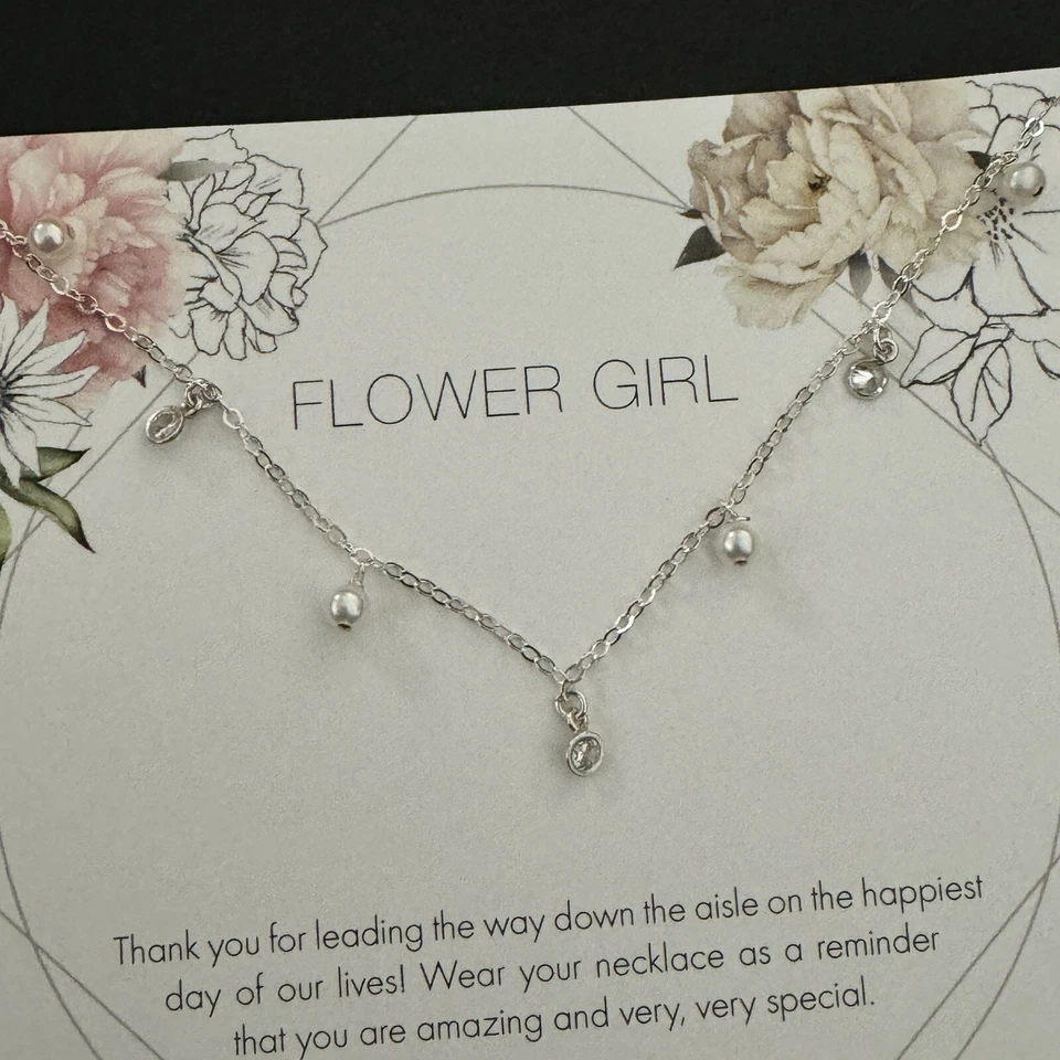 "Collar Dogeared Cristal Tono Plata 16"" Flor Niña Boda Regalo Delicado" Foto 4 de 4