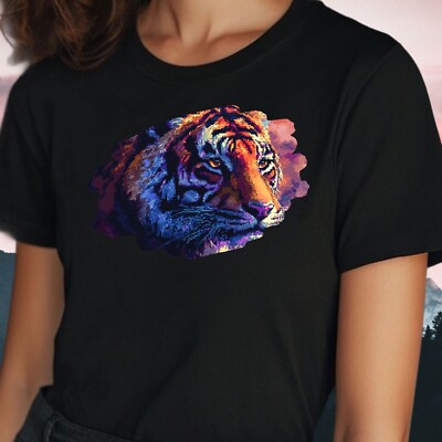 T-Shirt Frauen Tiger Pixel Art Motiv Baumwolle Größe S bis 3XL