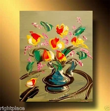 FLOWERS  CREATED  BY MARK KAZAV  Original Oil Abstract Painting  SDFGEF