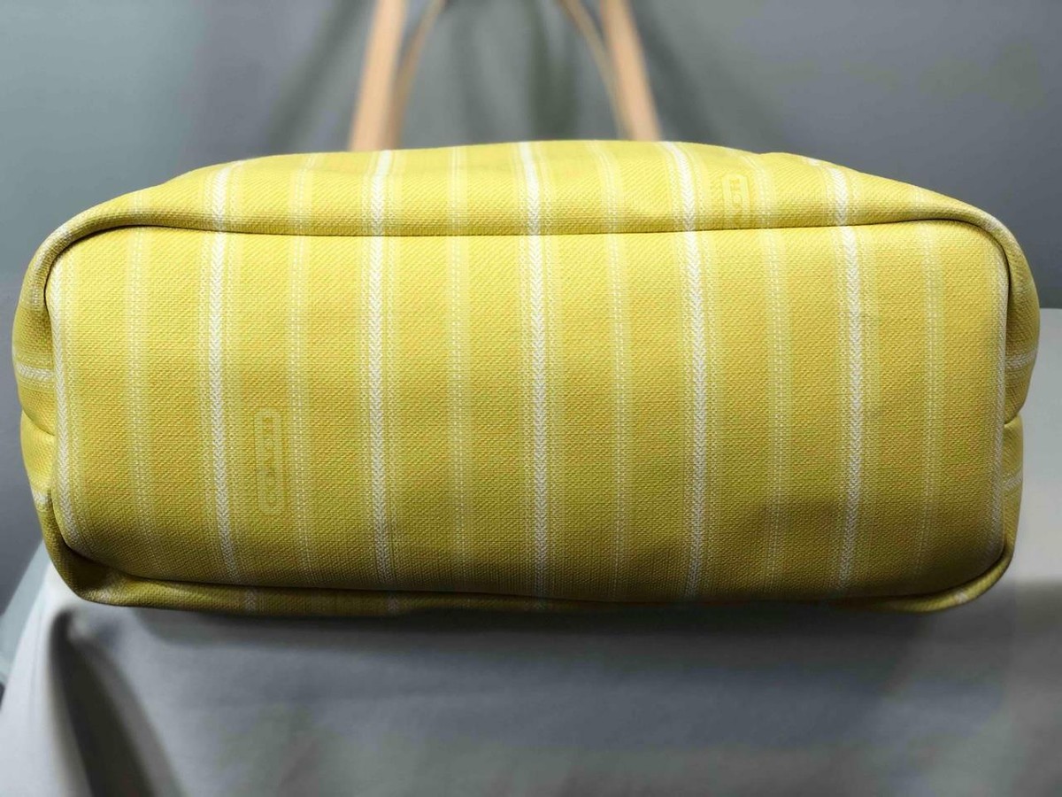 COACH Legacy Weekend Ticking Yellow Stripes PVC Large Shoulder