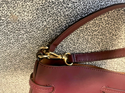 Bolso de Mano Ralph Lauren Carryover Andie con Cordón Borgoña NUEVO - Imagen 9 de 10