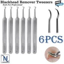 X6 Blackhead Remover Tweezers Curved Acne Pimple Popper Blemish Comedone