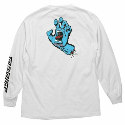 Santa Cruz SCREAMING HAND LONG SLEEVE Skateboard T Shirt WHITE | eBay