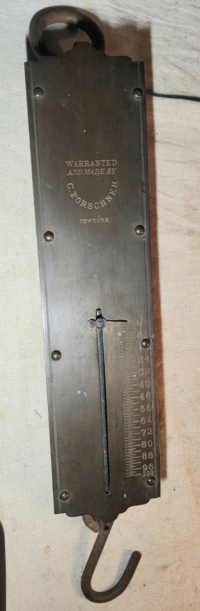 ANTIQUE HANGING SCALE WARRANTED AND MADE BY C. FORSCHNER NEW YORK