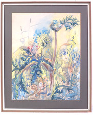 Large Watercolour on Paper Depicting Countryside Flora & Foliage Image 67cmx53cm