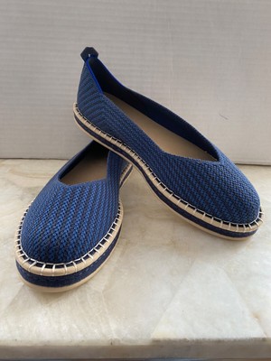 NEW Rothy s Espadrille Blue Tan Embroidered Women s 11 Flats No Box or Laces