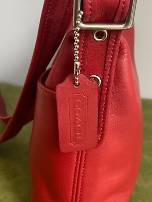 Vtg COACH #9136 Legacy Small Leather Pocket Zip Hobo Shoulder Bag