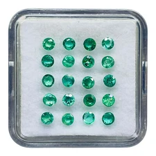 20 Pcs Natural Colombian Emerald 2.7mm Round Cut Loose Untreated Gemstones Lot