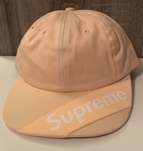 Supreme Cap Hat Visor Label 6-Panel Logo Peach SS18 - Picture 1 of 8