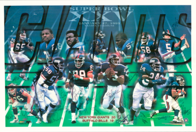 Super Bowl XXV 1991 New York Giants Team Autographed Signed Poster