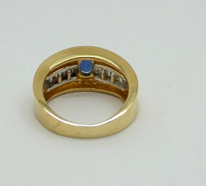 Modern Solid Yellow Gold Ring with Baguettes & Ov… - image 5