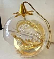Vintage Resl Lenz Germany Glass Foil/Crystal Spinning Christmas  Ornament, 3.5"