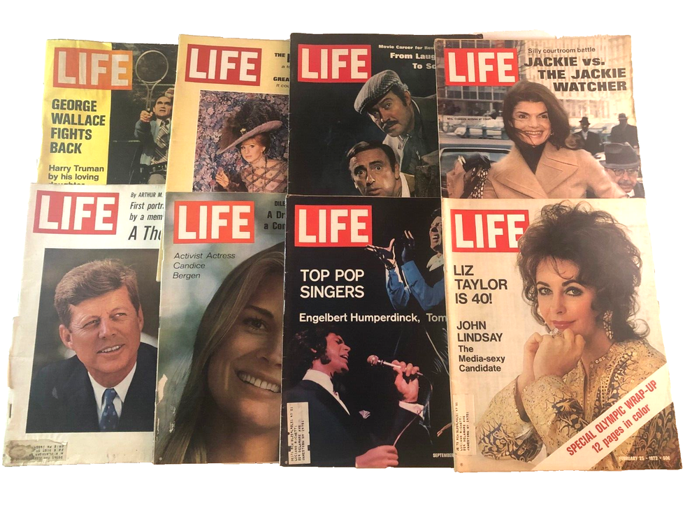 Life Magazine Vintage Lot of 8 From 1960's JFK,Jackie, Laugh-In and More
