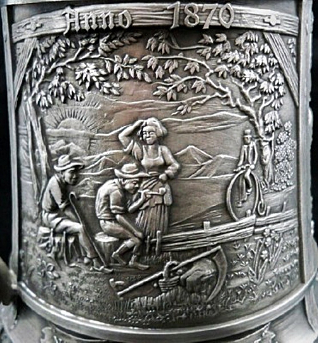 Vintage SKS Zinn 95% Pewter Beer Stein 6-3/4