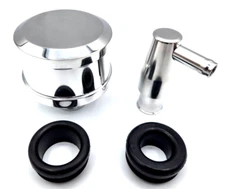 Polished Billet Aluminum PCV Valve & Valve Cover Breather Kit W Grommets Push In