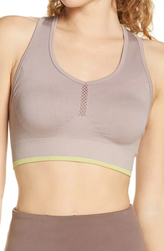 NWT ZELLA Pulse Seamless Sports Bra In Grey Porpoise Size S $35