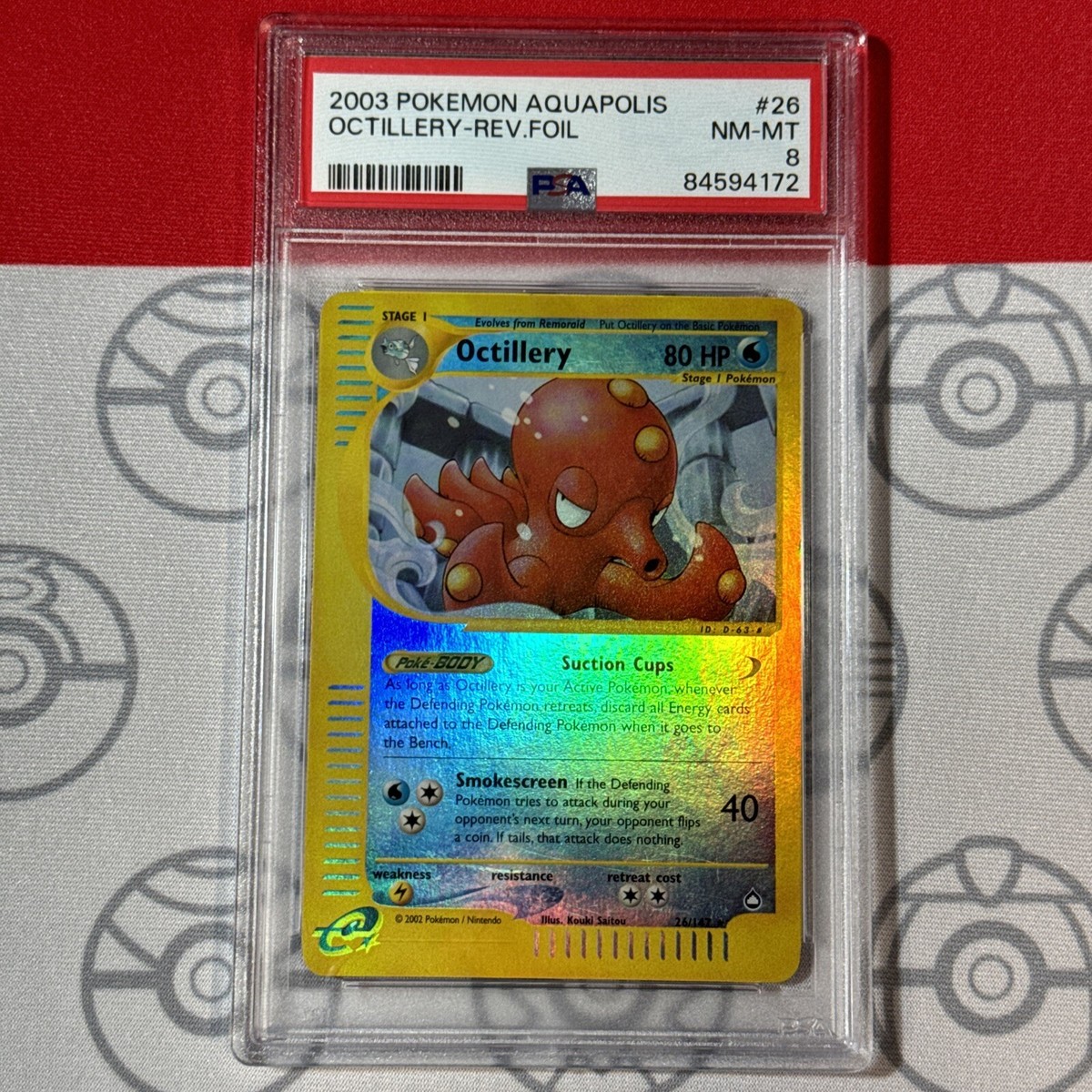 PSA 8 Octillery Reverse Holo 326/147 2003 Pokemon Aquapolis Card
