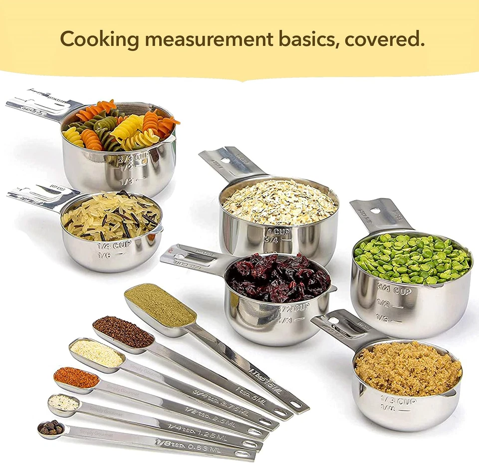 Measuring Cups & Spoons Set, Stainless Steel, Kitchen Gadgets, Stackable Design - Image 2 of 4