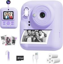 Nevanah Instant Print Camera for Kids with Dual-Lens Toy Birthday Gifts Purple