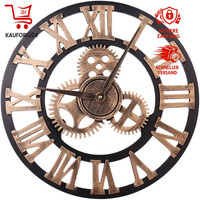 Wanduhr Vintage Stil Schwarz Metall GeräUschlos 45Cm RöMische Ziffern